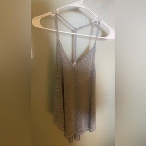 Metallic spaghetti strap.